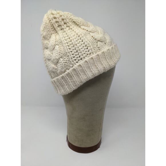 K Accessories Cable Knit Beanie Hat 100% Recycle Material Cream - Picture 5 of 9
